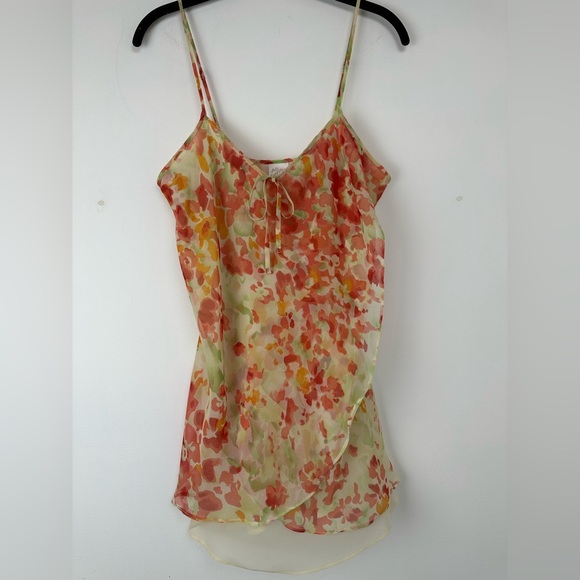Gilligan O'Malley Nightgown Size Medium Sheer Slip Dress Y2K Watercolor Floral - Picture 1 of 6